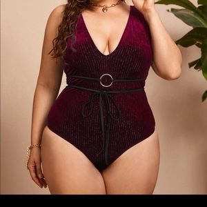 Red velvet one piece swimsuit new without tags